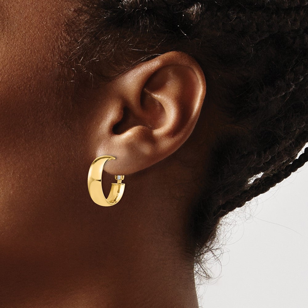 14K 6mm High Polished Omega Back Hoop Earrings