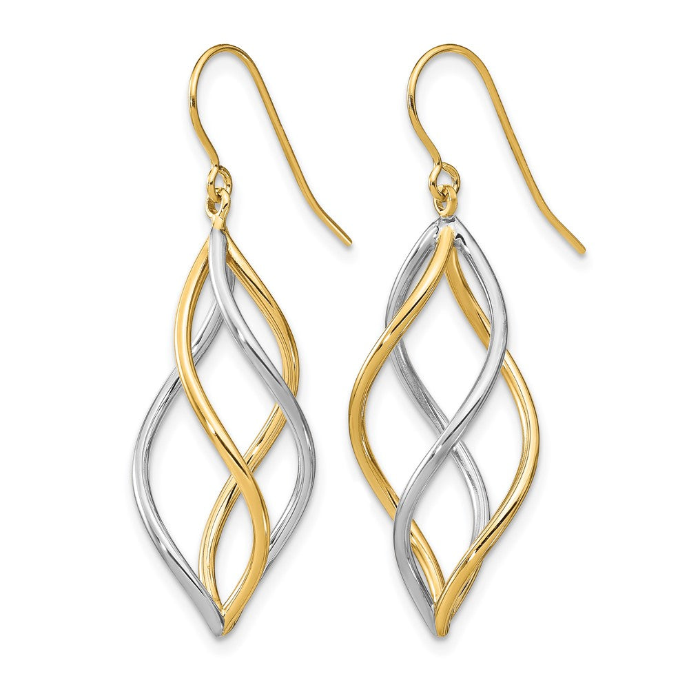 14K Two-tone Polished Dangle Earrings
