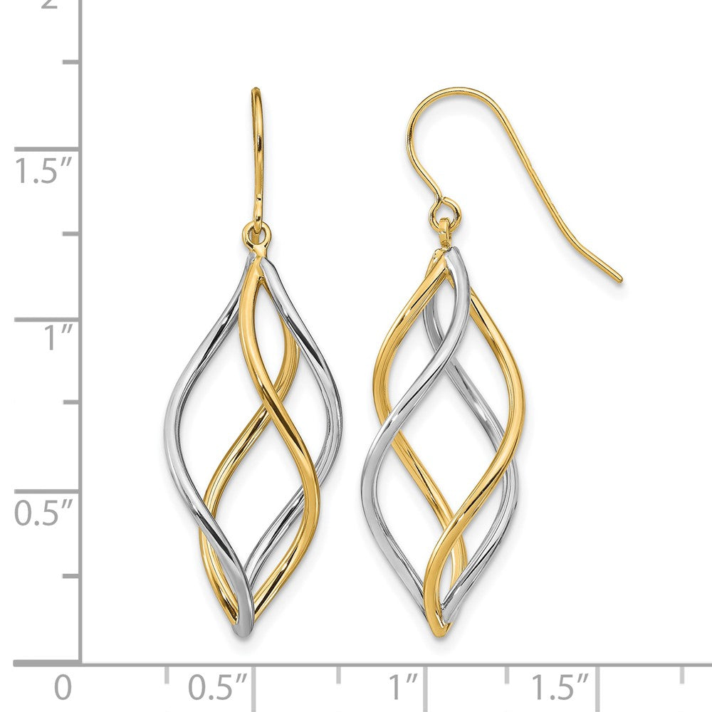 14K Two-tone Polished Dangle Earrings
