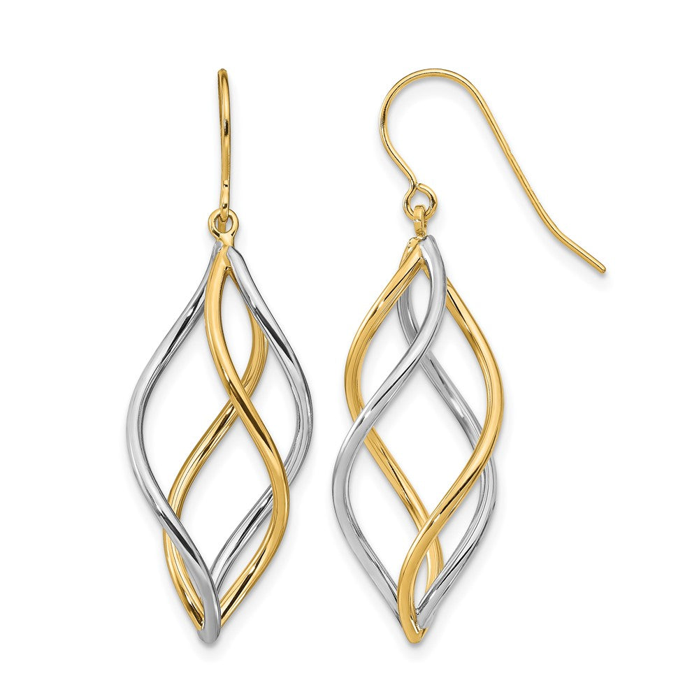 14K Two-tone Polished Dangle Earrings