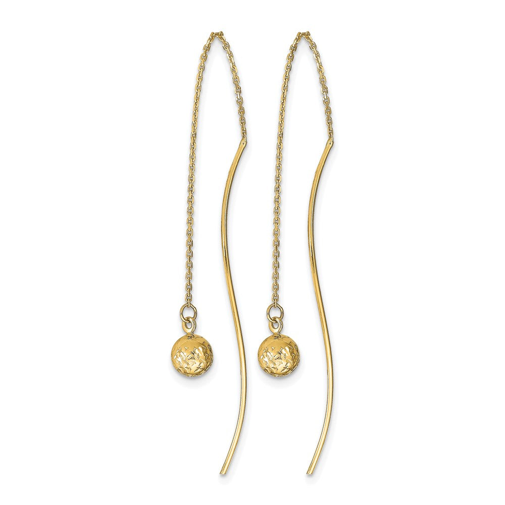 14K Polished Diamond-cut Threader Earrings