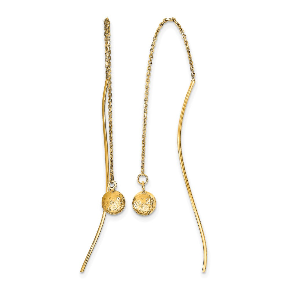 14K Polished Diamond-cut Threader Earrings
