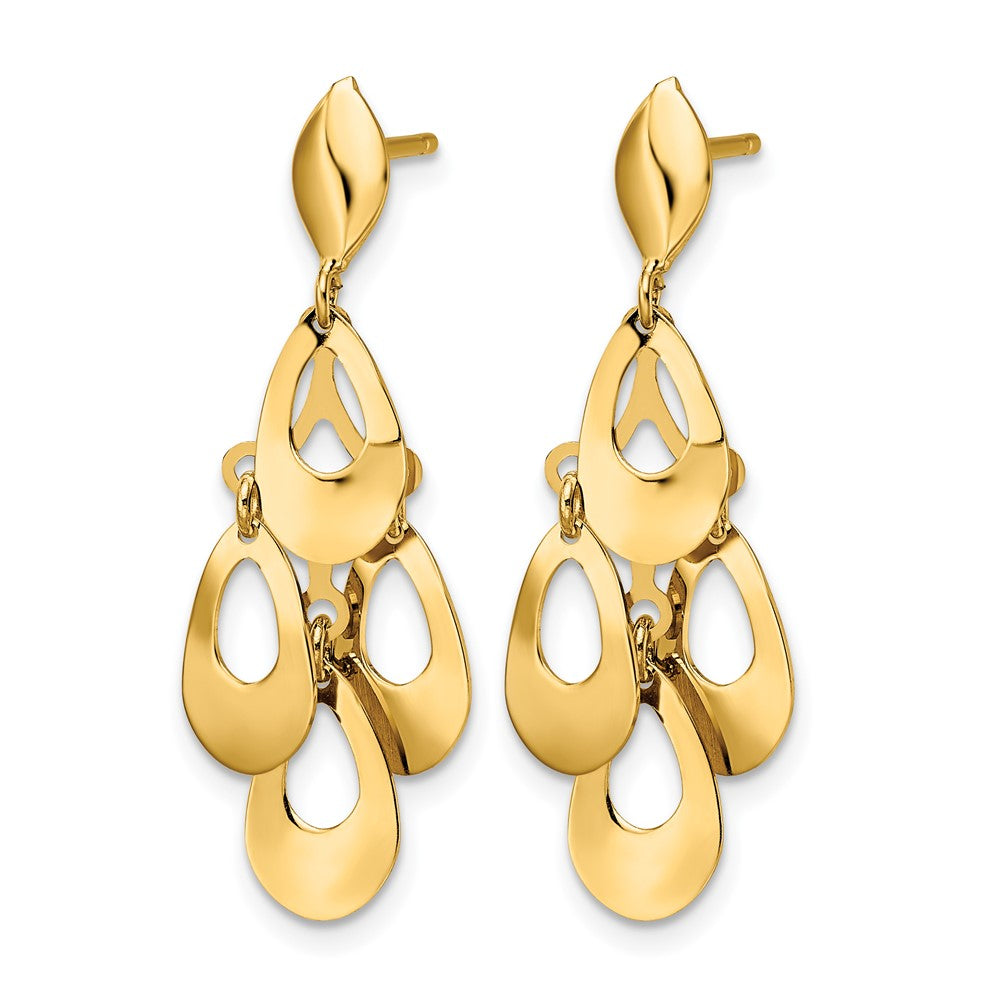 14K Polished and Brushed Post Dangle Chandelier Earrings