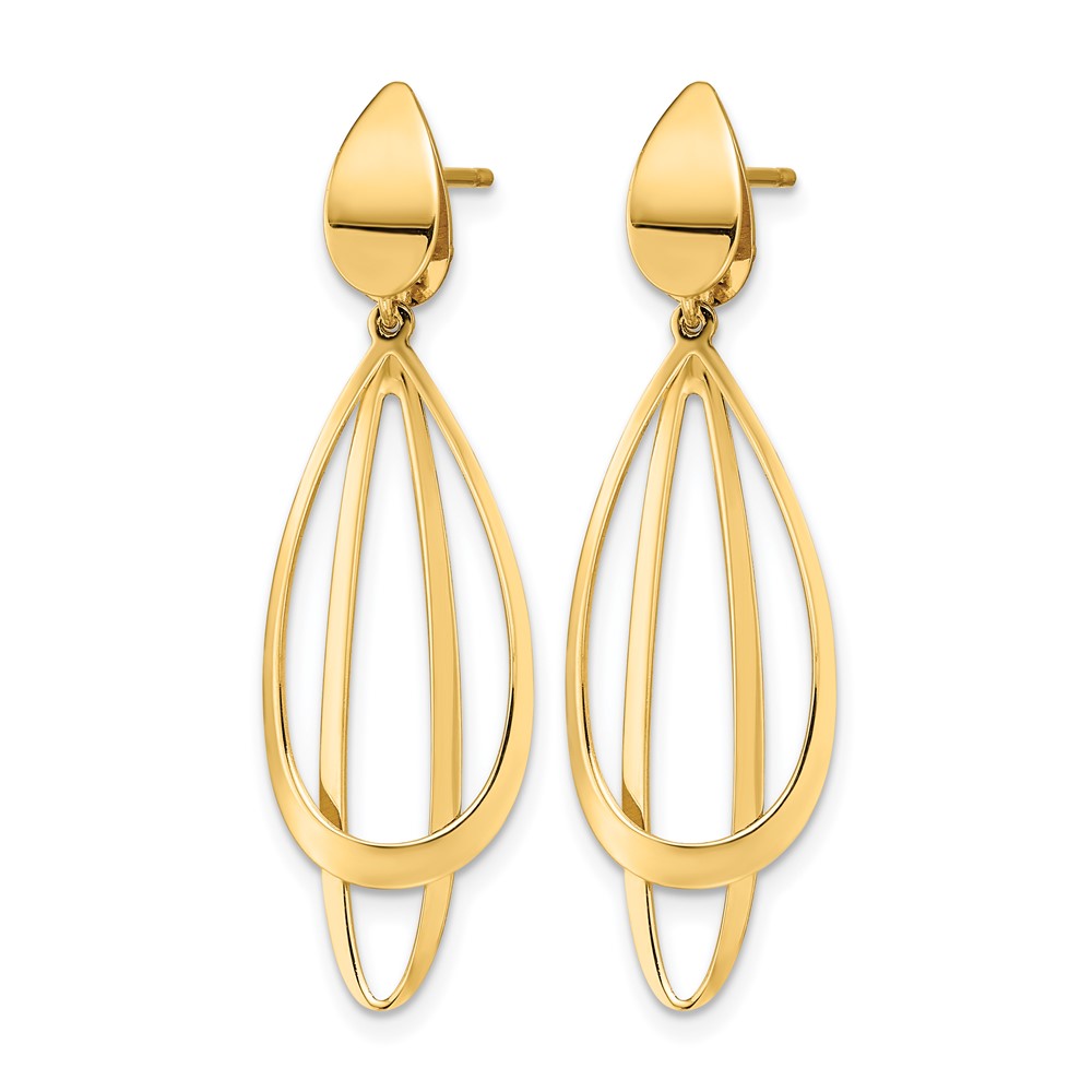 14K Polished and Brushed Post Dangle Earrings