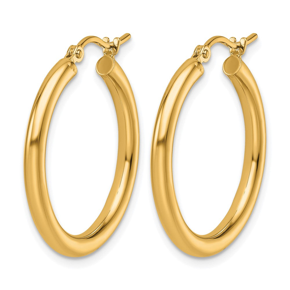 14K Polished 2.5mm Lightweight Tube Hoop Earrings