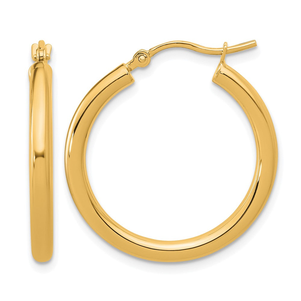 14K Polished 2.5mm Lightweight Tube Hoop Earrings