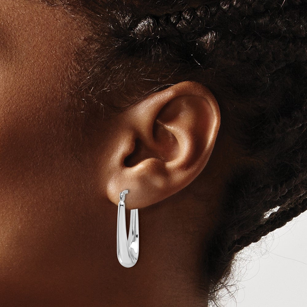 14K White Gold Polished Hoop Earrings