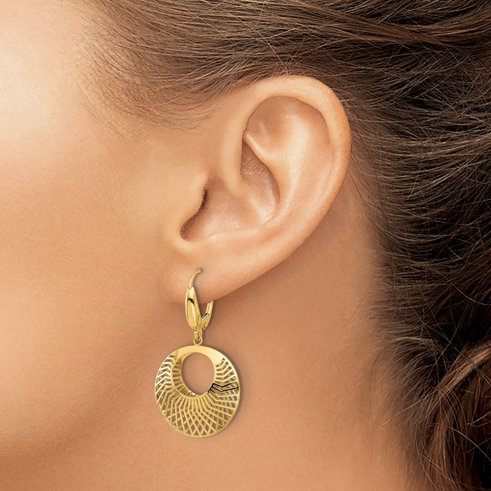 14K Polished Hollow Dangle Earrings