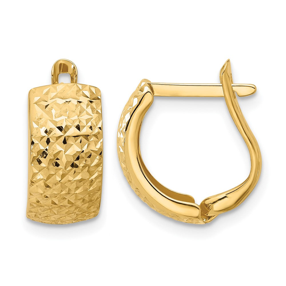 14K Polished and Diamond-cut Omega Back Earrings