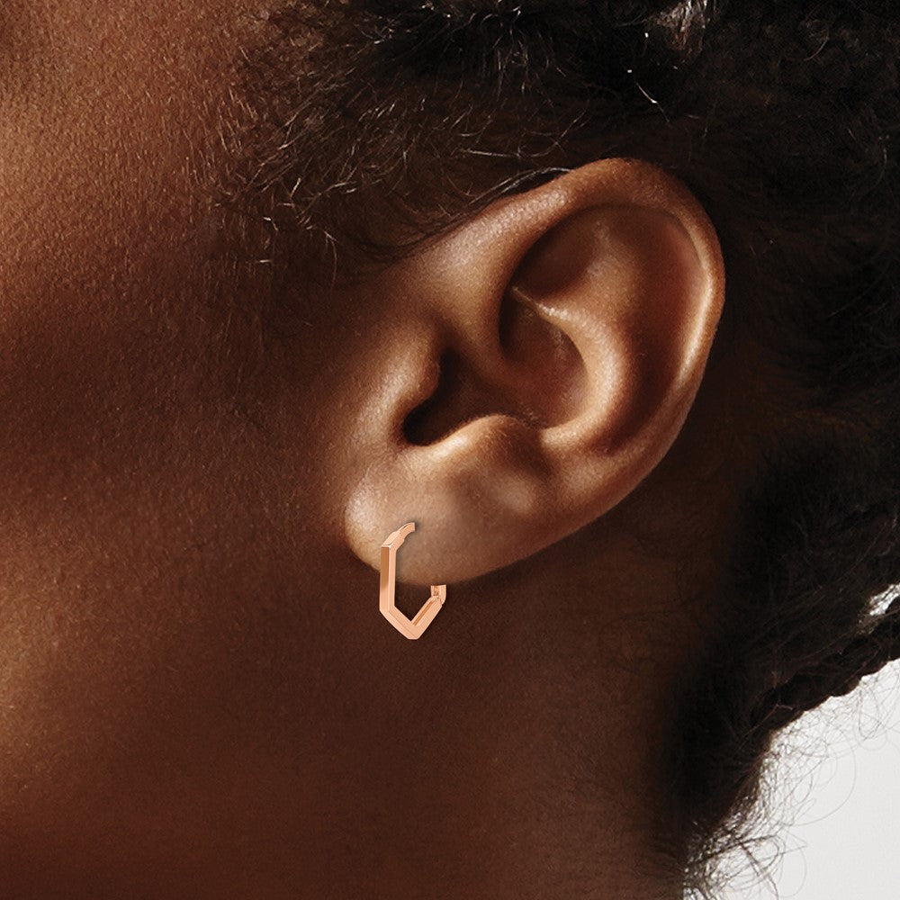 14K Rose Gold Polished Geometric Hoop Earrings