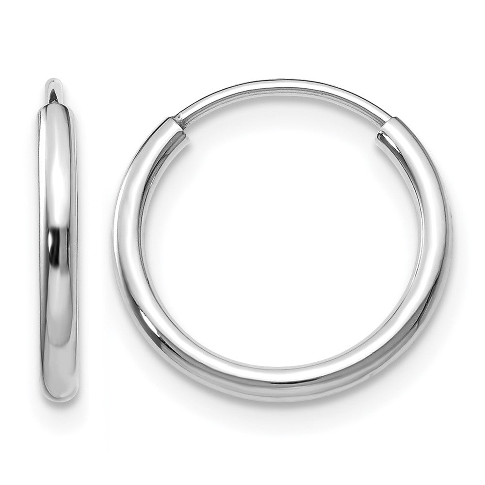 14K White Gold 1.50mm Polished Endless Hoop Earrings
