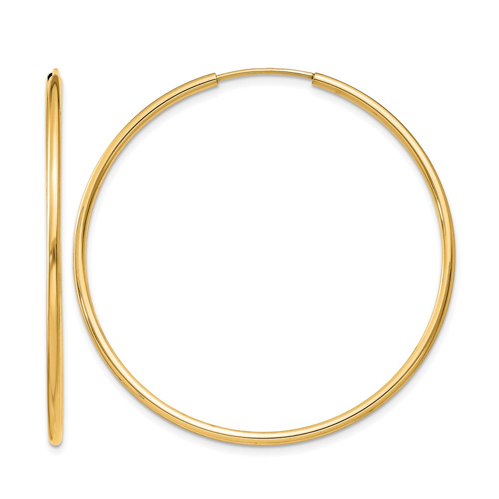 14K 1.50mm Polished Round Endless Hoop Earrings