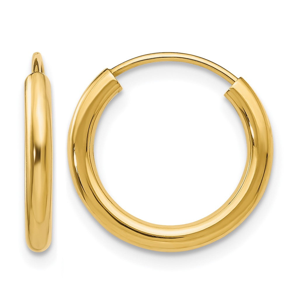 14K Polished Round Endless 2mm Hoop Earrings