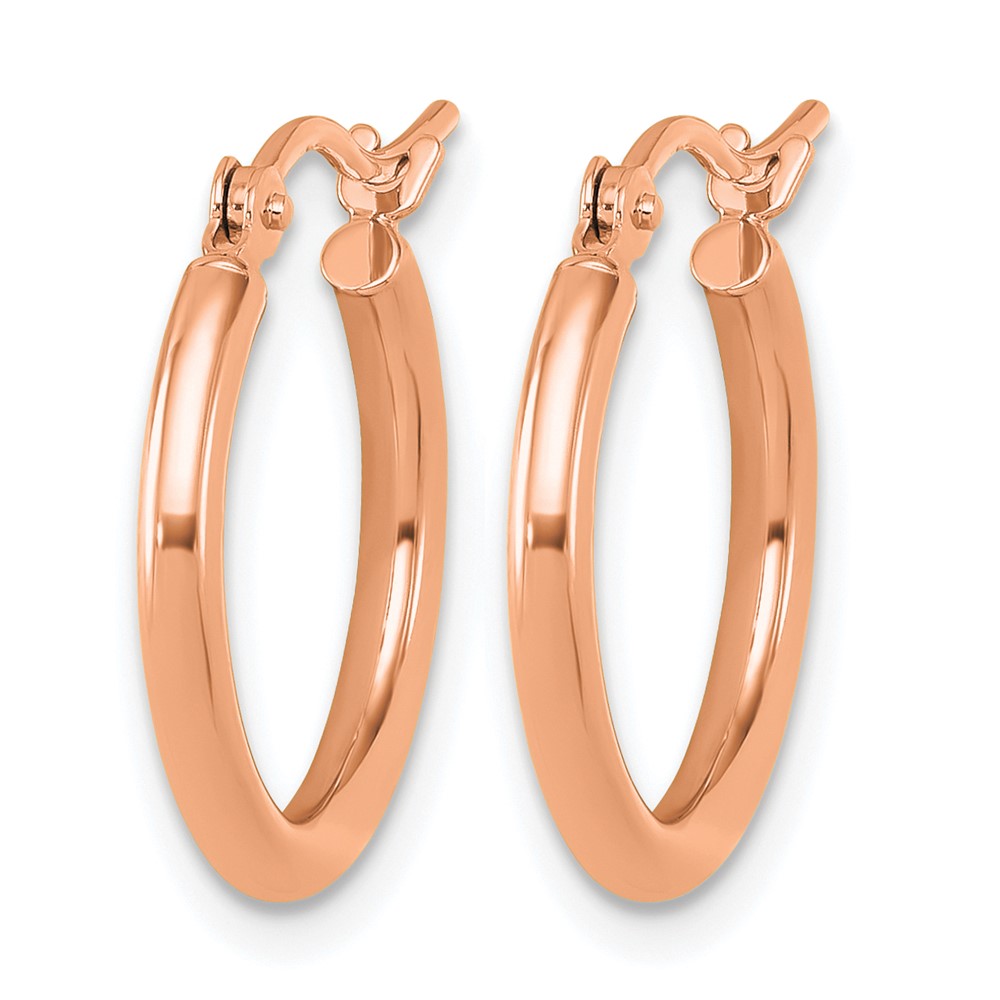 14K Rose Gold Polished 2x17.5mm Polished Hoop Earrings