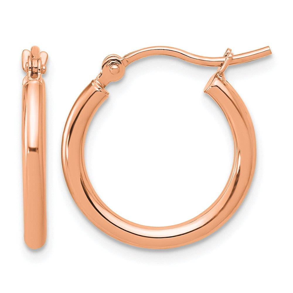 14K Rose Gold Polished 2x17.5mm Polished Hoop Earrings