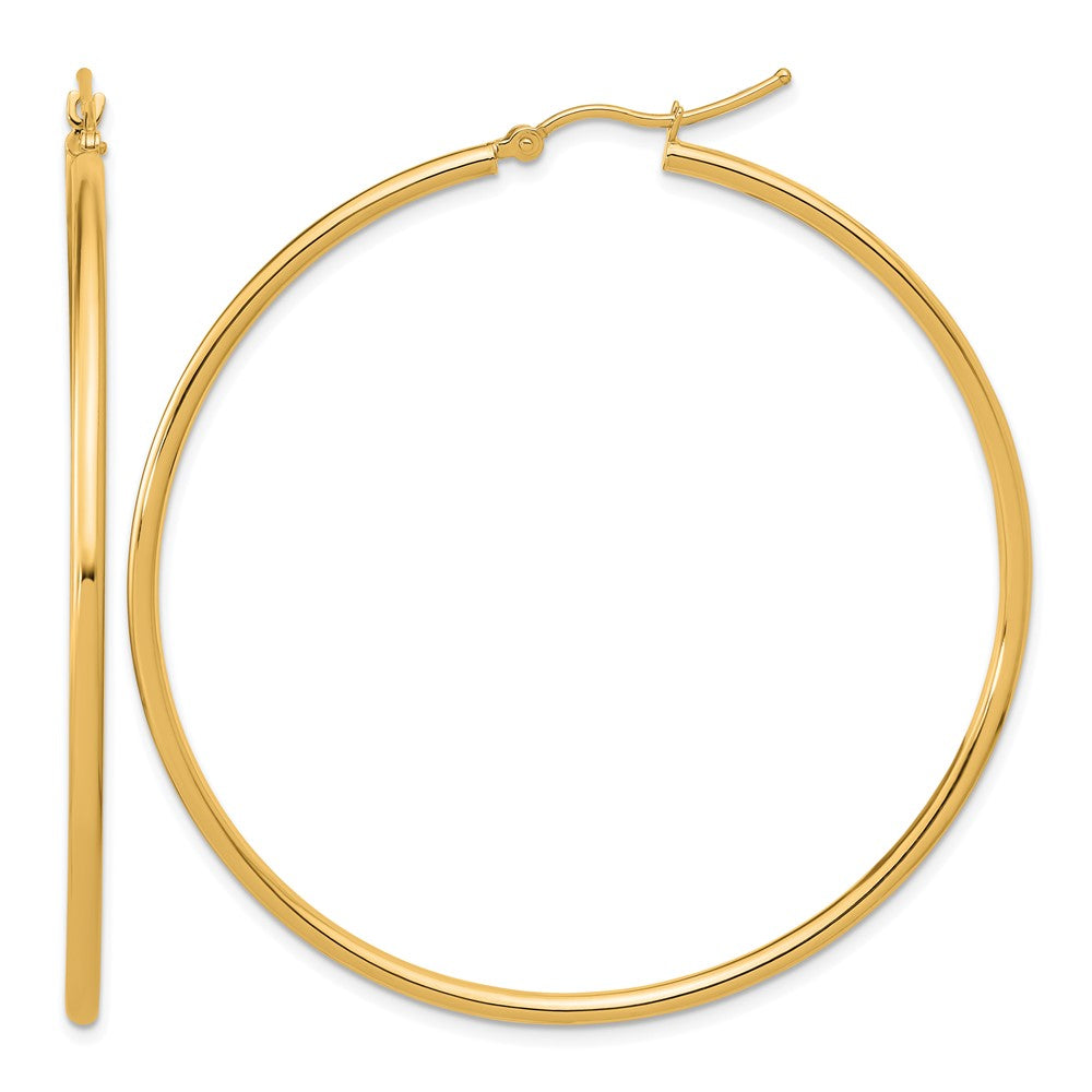 14K Polished 2x55mm Polished Hoop Earrings