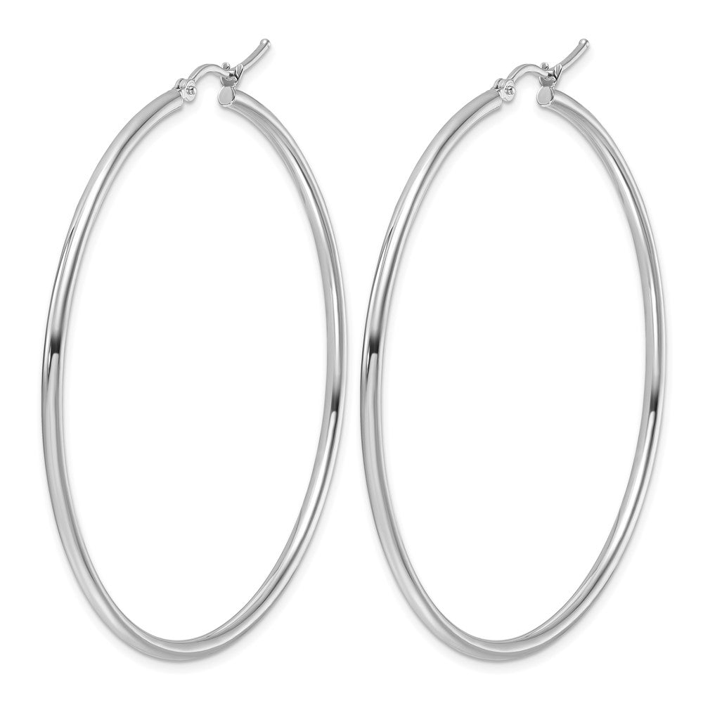 14K White Gold Polished 2x55mm Polished Hoop Earrings