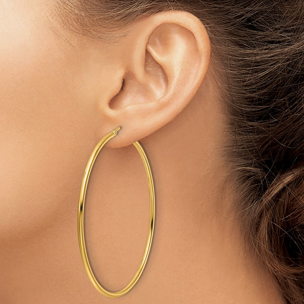 14K Polished 2x60mm Polished Hoop Earrings