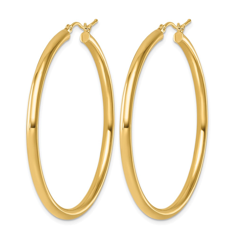 14K Polished 3mm Polished Hoop Earrings