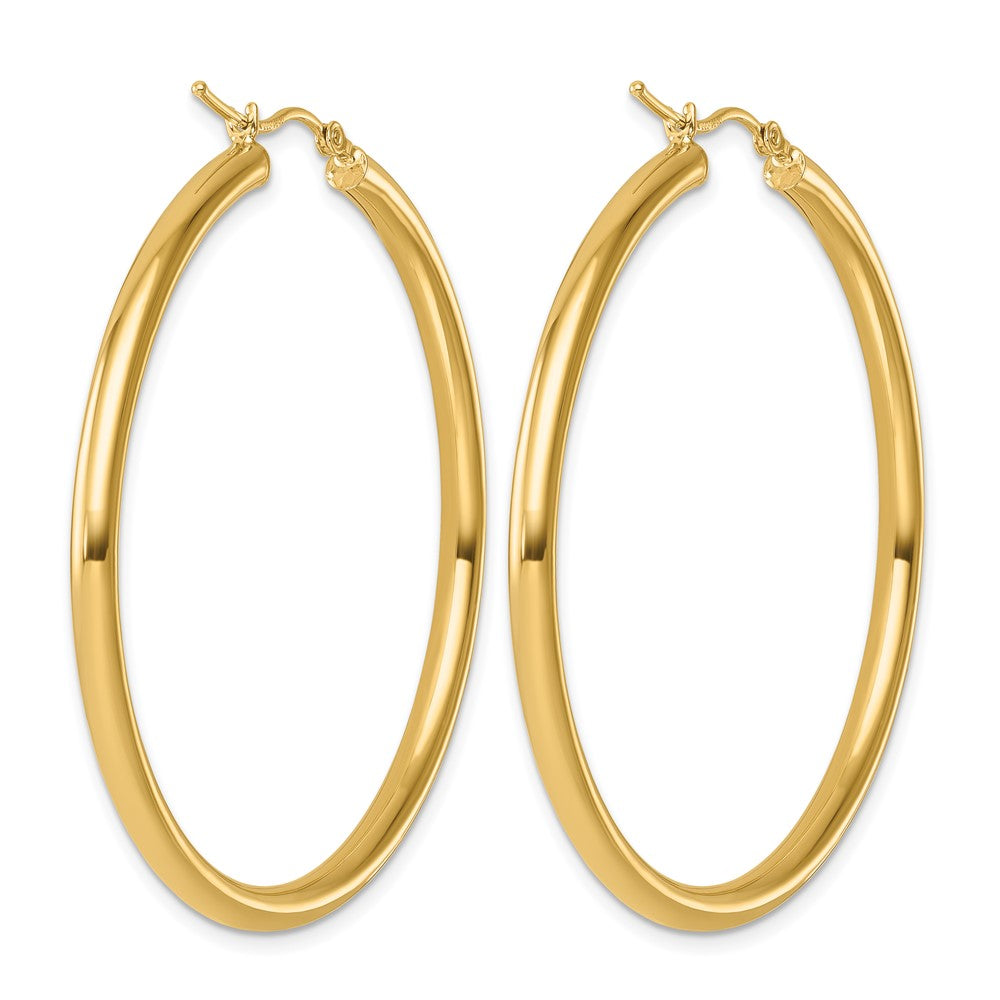 14K Polished 3mm Polished Hoop Earrings