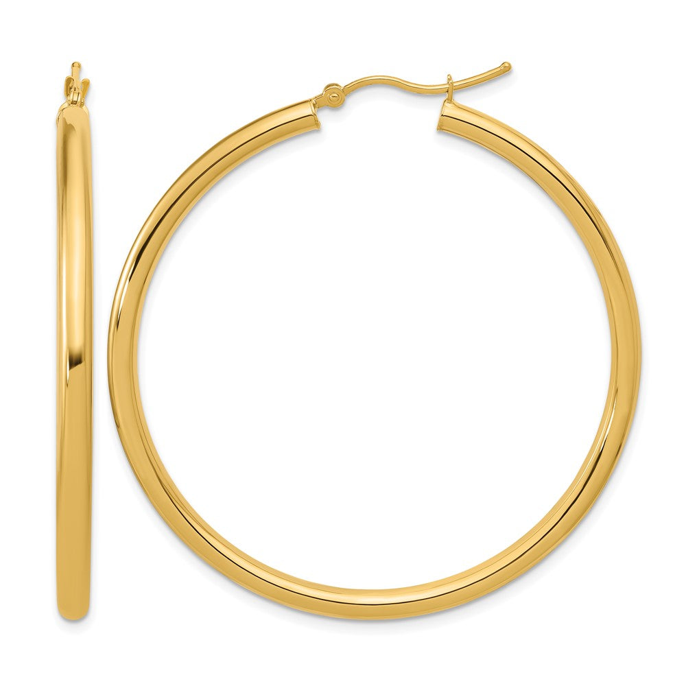 14K Polished 3mm Polished Hoop Earrings