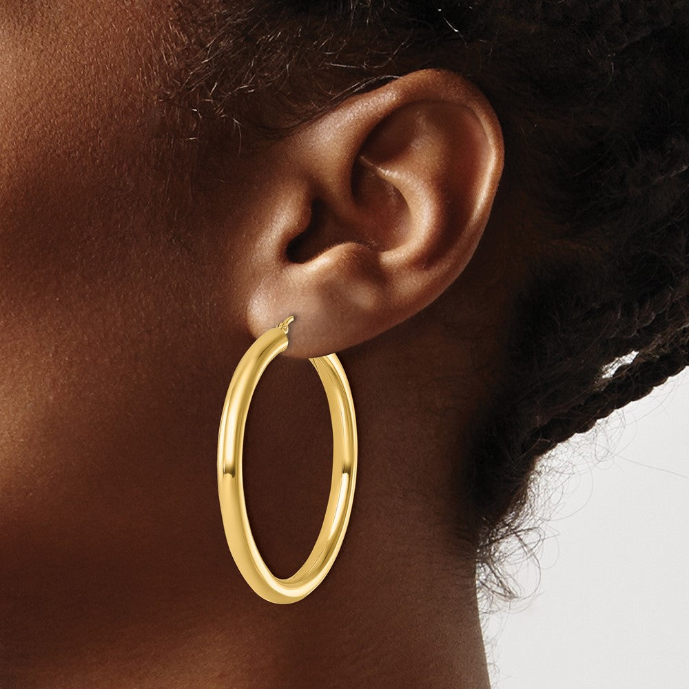 14K Polished 4mm Polished Hoop Earrings