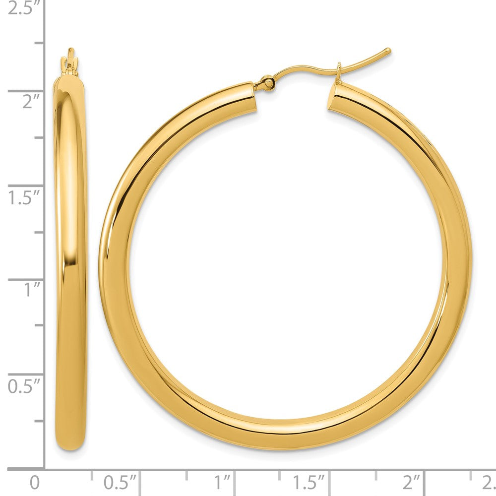 14K Polished 4mm Polished Hoop Earrings
