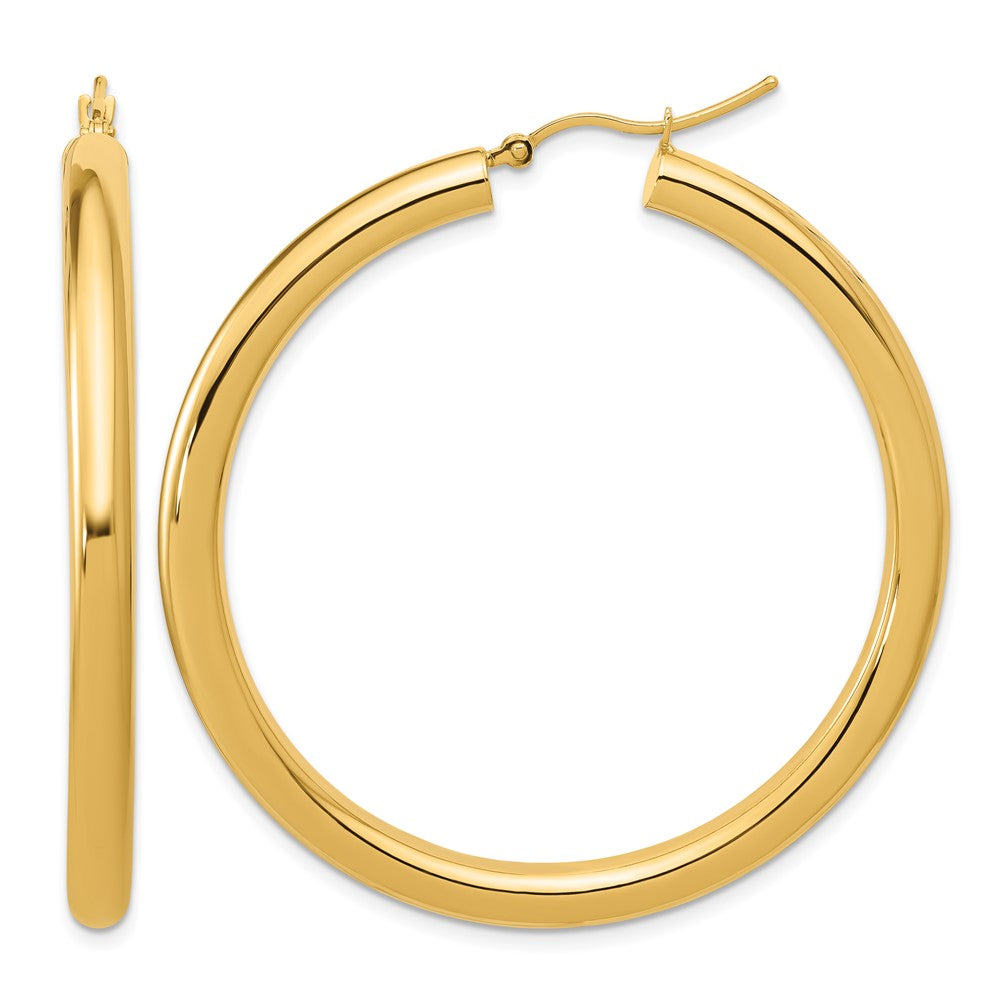14K Polished 4mm Polished Hoop Earrings