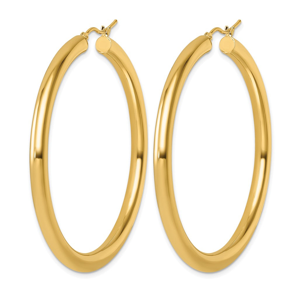 14K Polished 4mm Polished Hoop Earrings