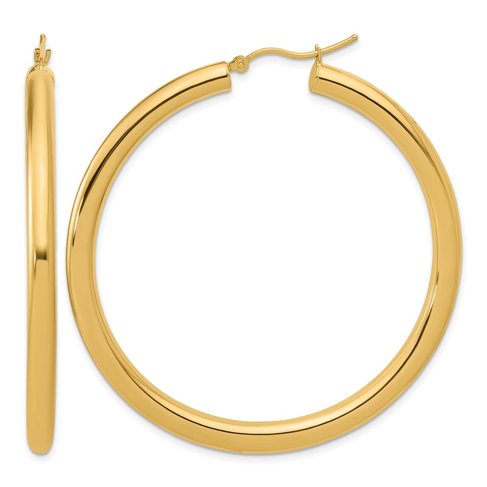 14K Polished 4mm Polished Hoop Earrings