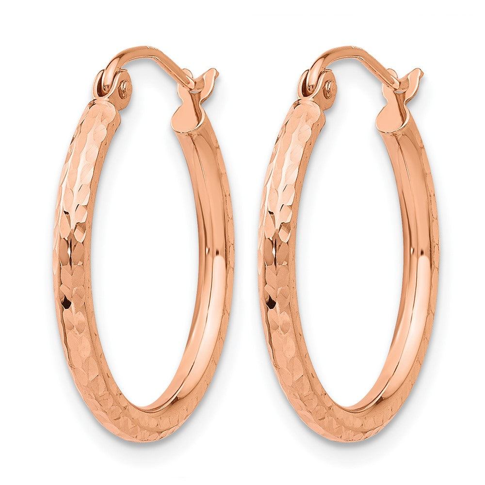 14K Rose Gold Diamond-cut Polished Hoop Earrings