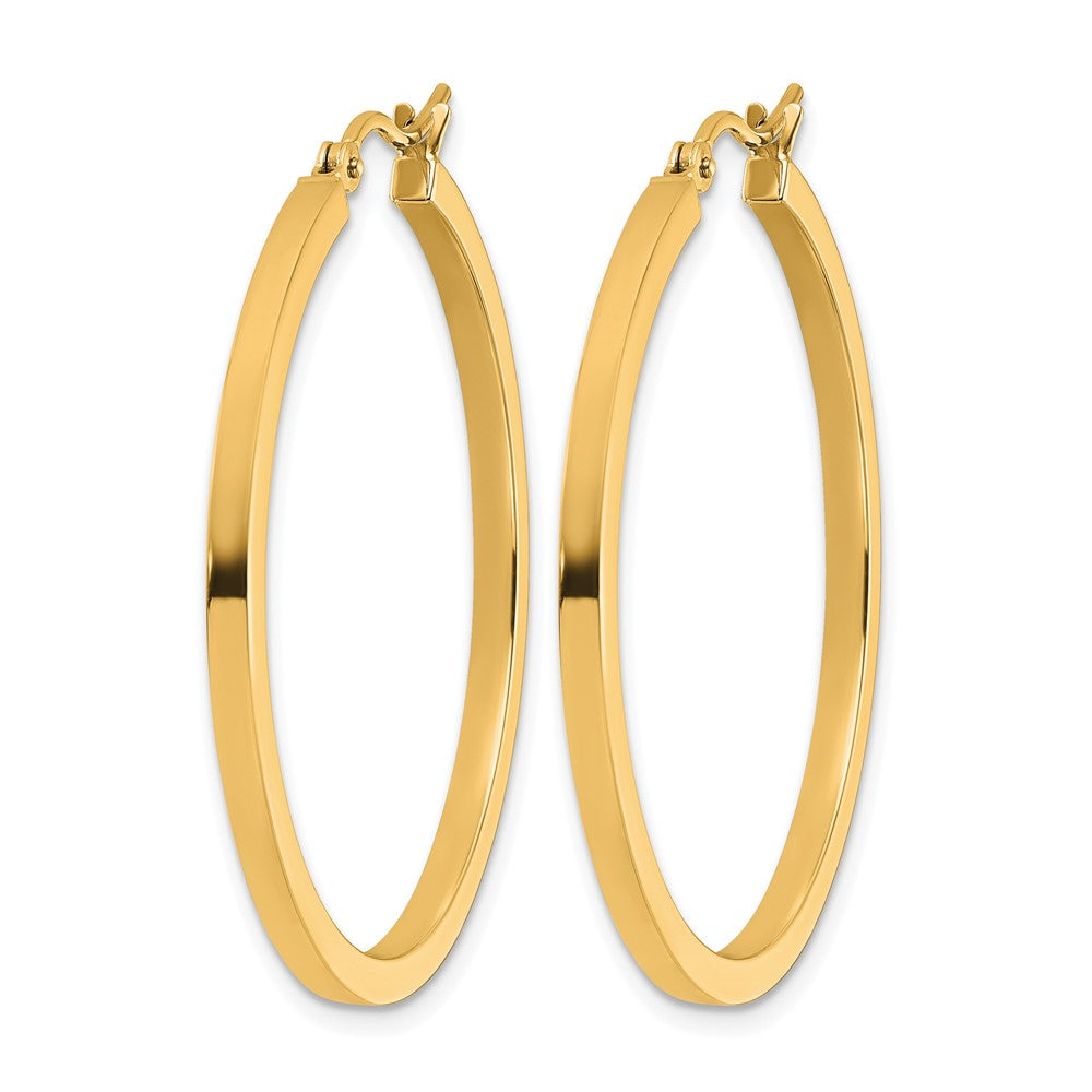 14K 2mm Square Tube Hoop Earrings