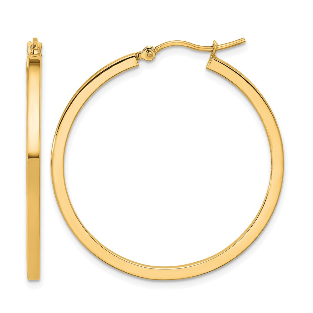 14K 2mm Square Tube Hoop Earrings