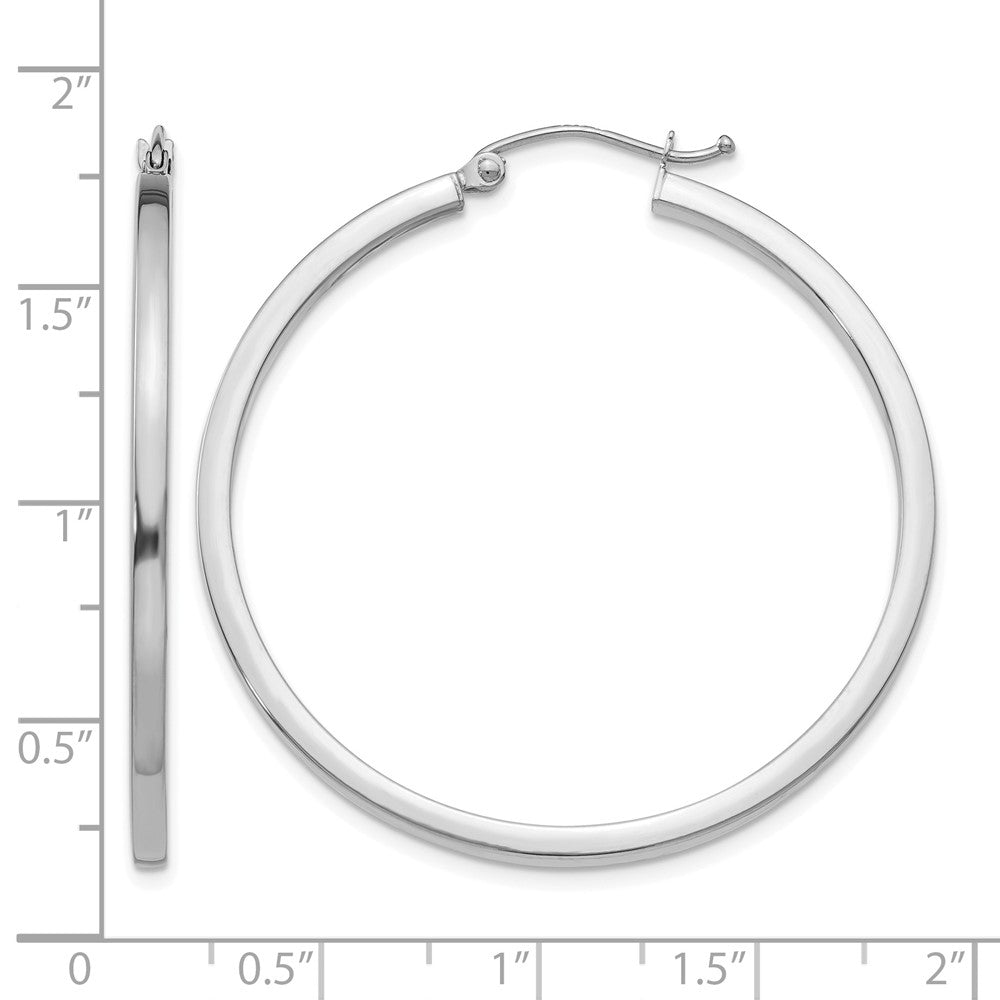 14K White Gold 2mm Square Tube Hoop Earrings