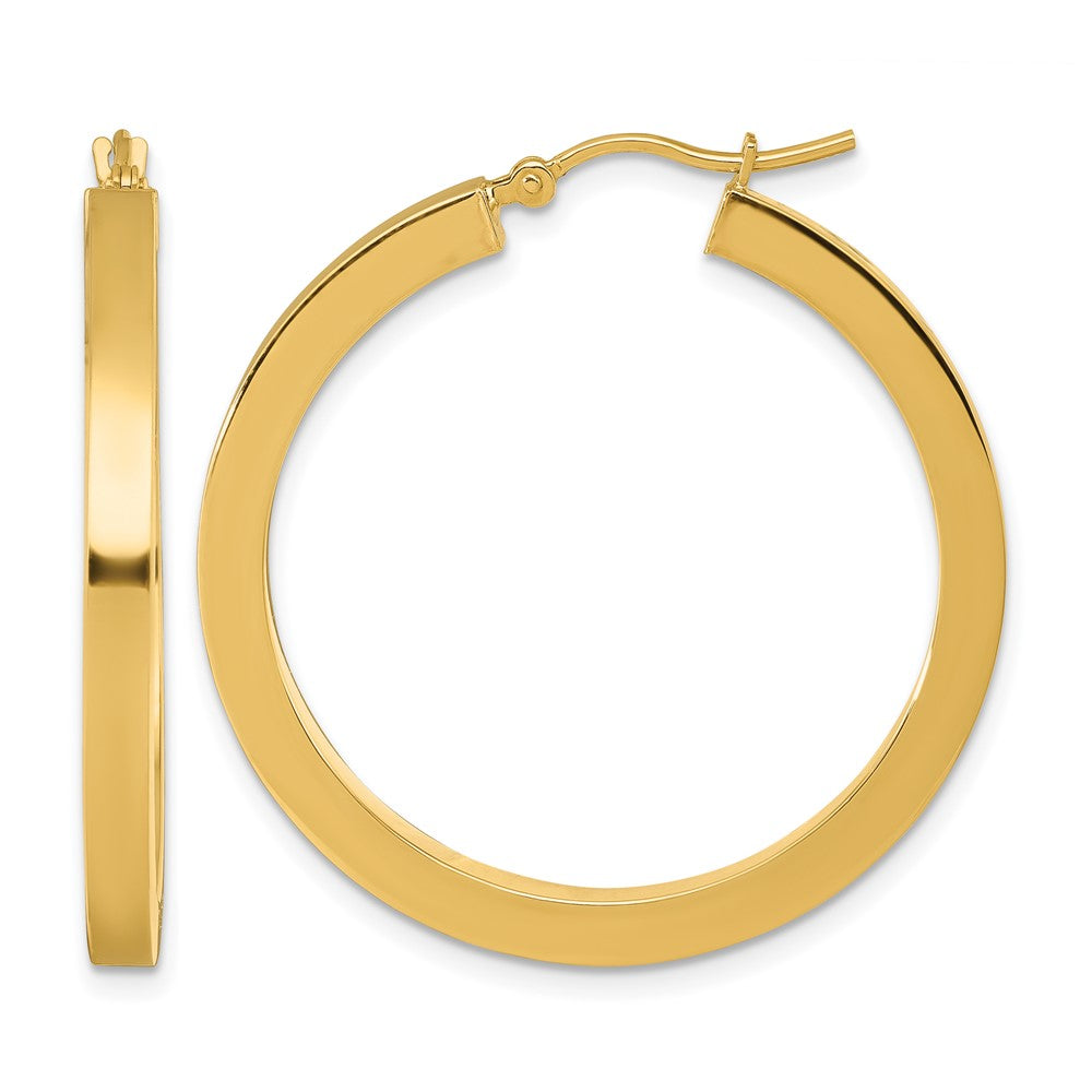 14K 3mm Polished Square Hoop Earrings