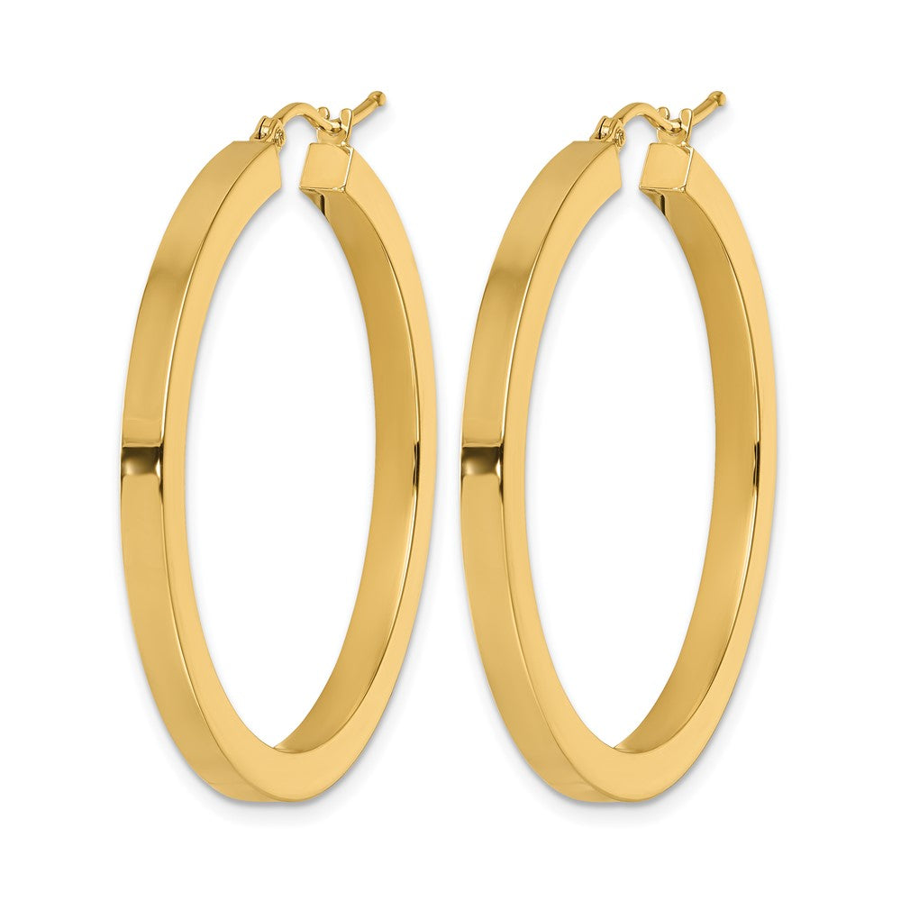 14K 3mm Polished Square Hoop Earrings