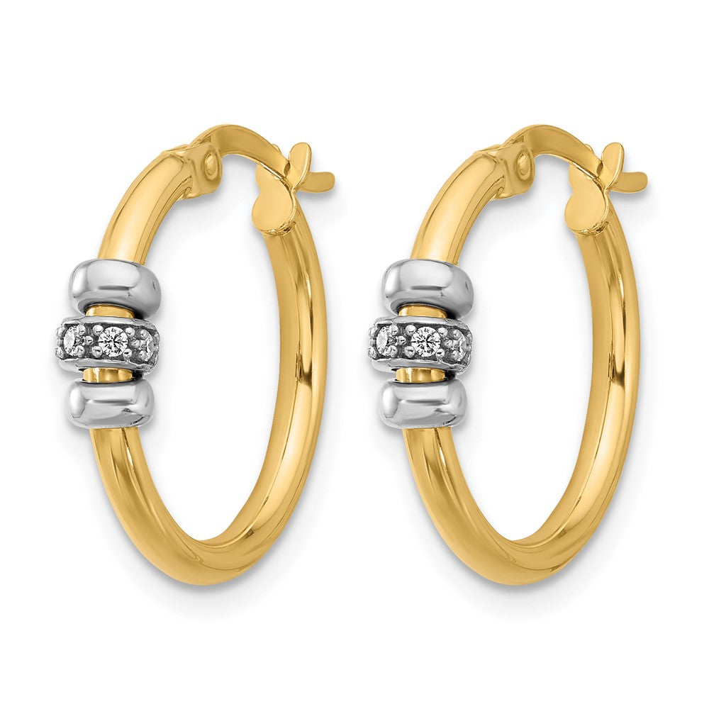 14K Two-tone Polished CZ Hoop Earrings
