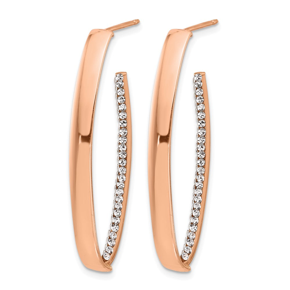 14K with Rose Gold-plated Polished Crystals J-Hoop Post Earrings