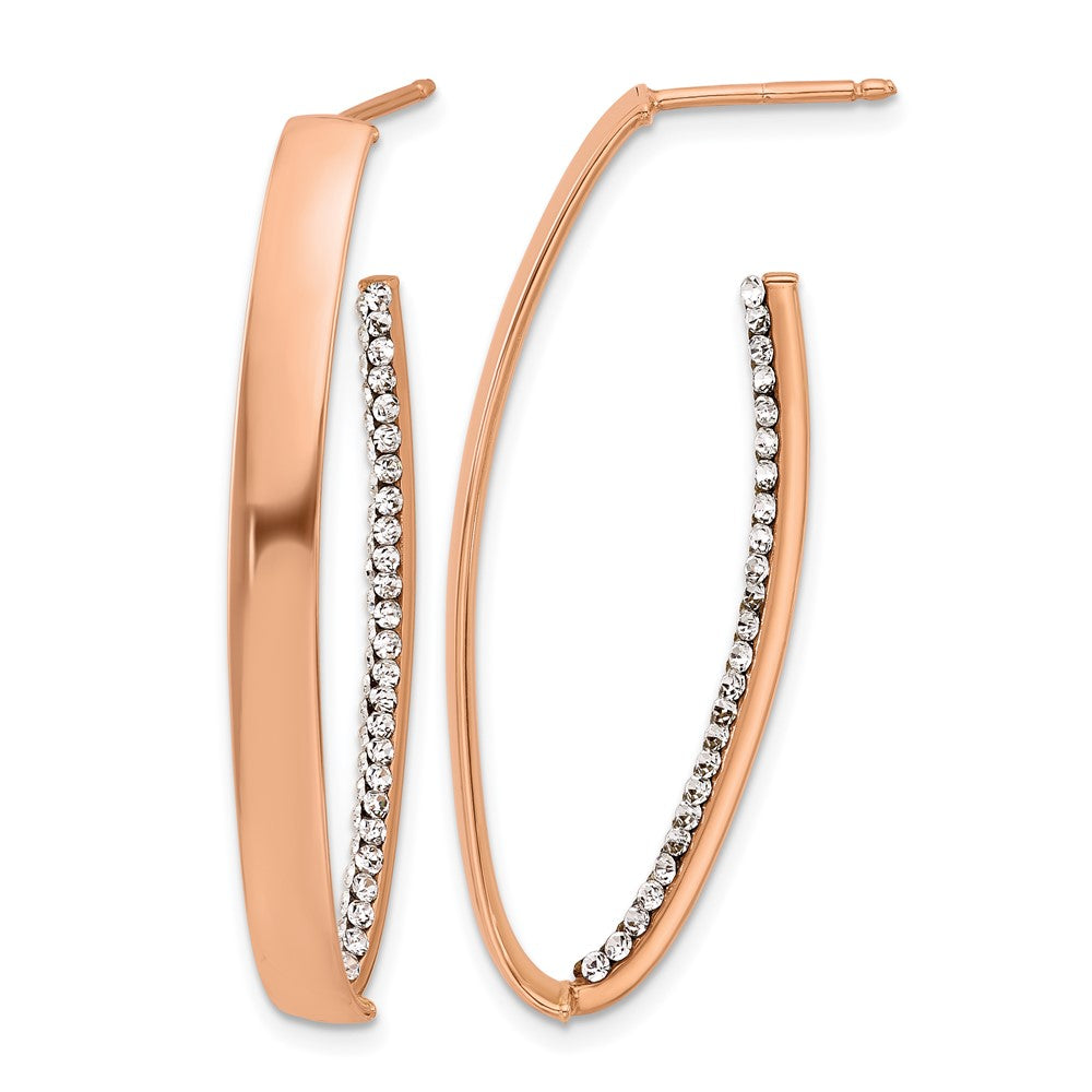 14K with Rose Gold-plated Polished Crystals J-Hoop Post Earrings