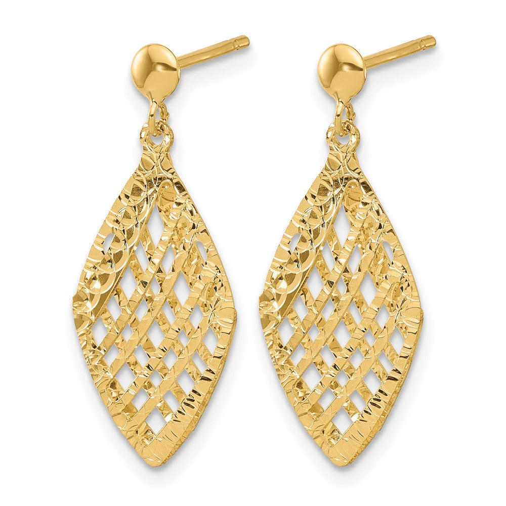 14K Polished Diamond-cut Post Dangle Earrings