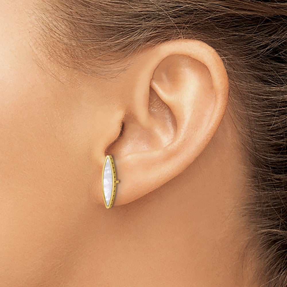 14K Polished Mother of Pearl Post Earrings