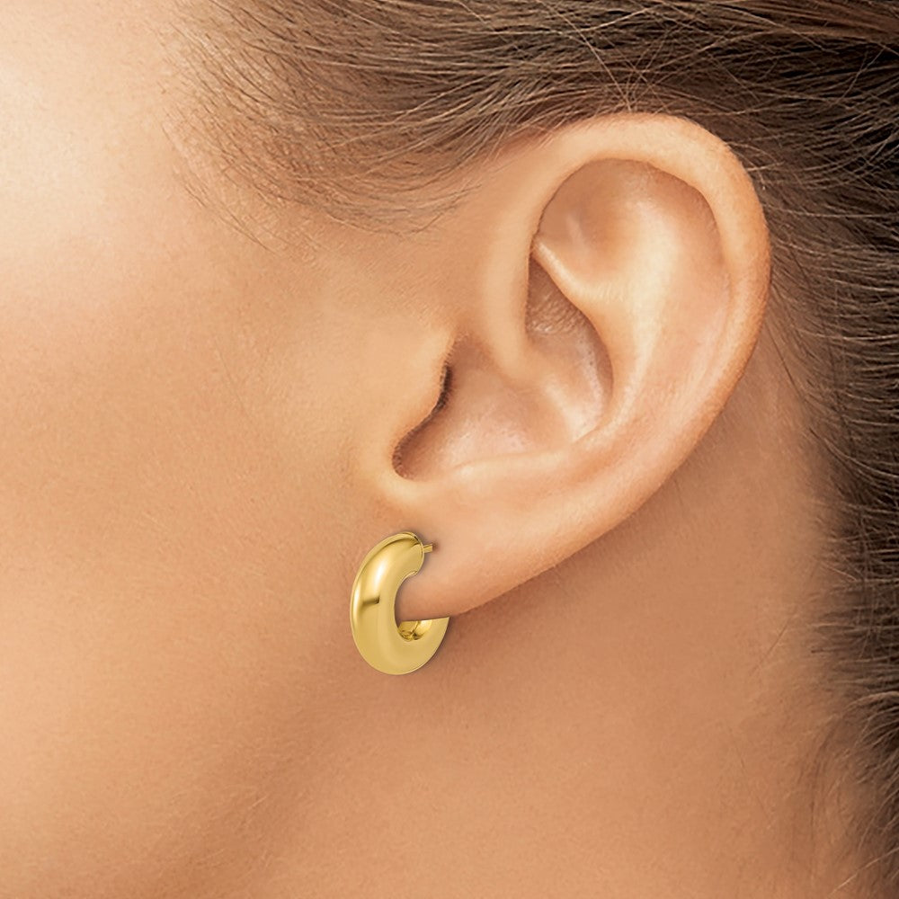 14K Polished J-Hoop Post Earrings