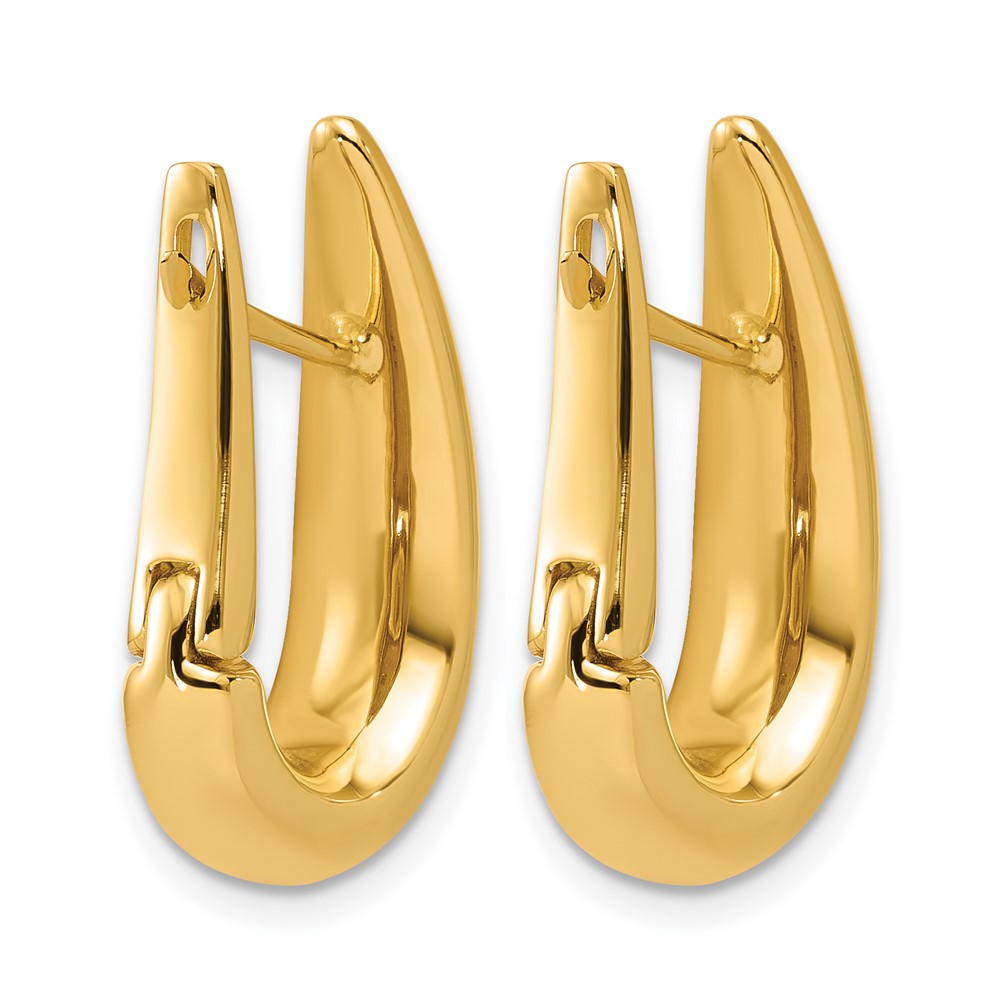 14K Polished Fancy Tapered Teardrop Hinged Hoop Earrings