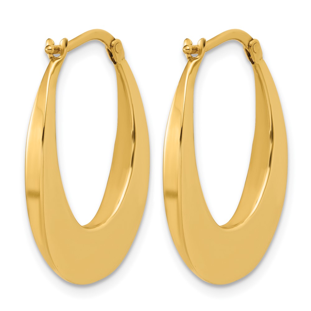 14K Polished Fancy Oval Hoop Earrings