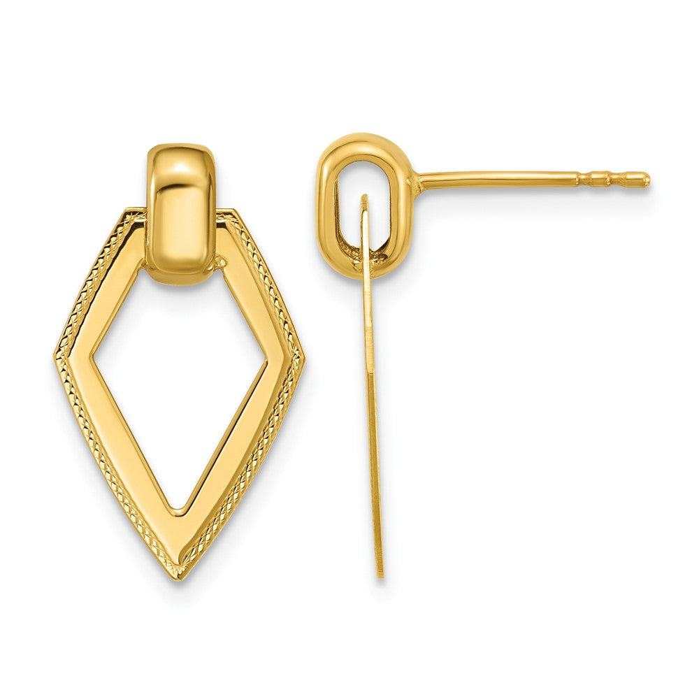 14K Polished Diamond shape Dangle Post Earrings
