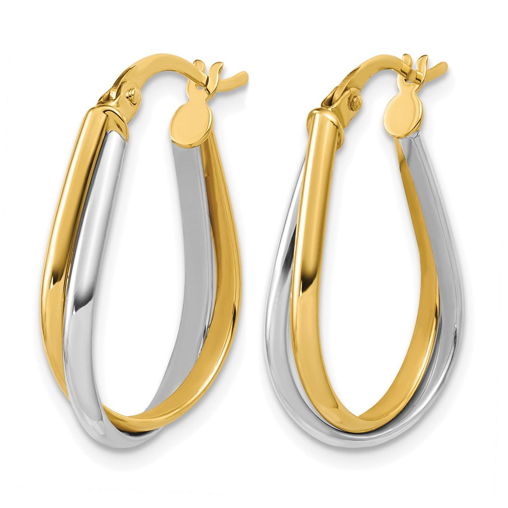 14K with Rhodium Twisted Hoop Earrings