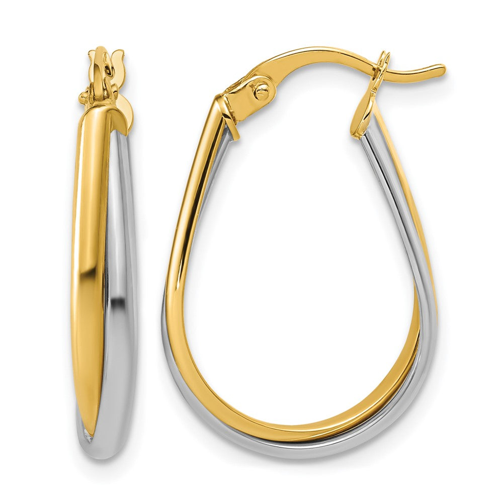 14K with Rhodium Twisted Hoop Earrings