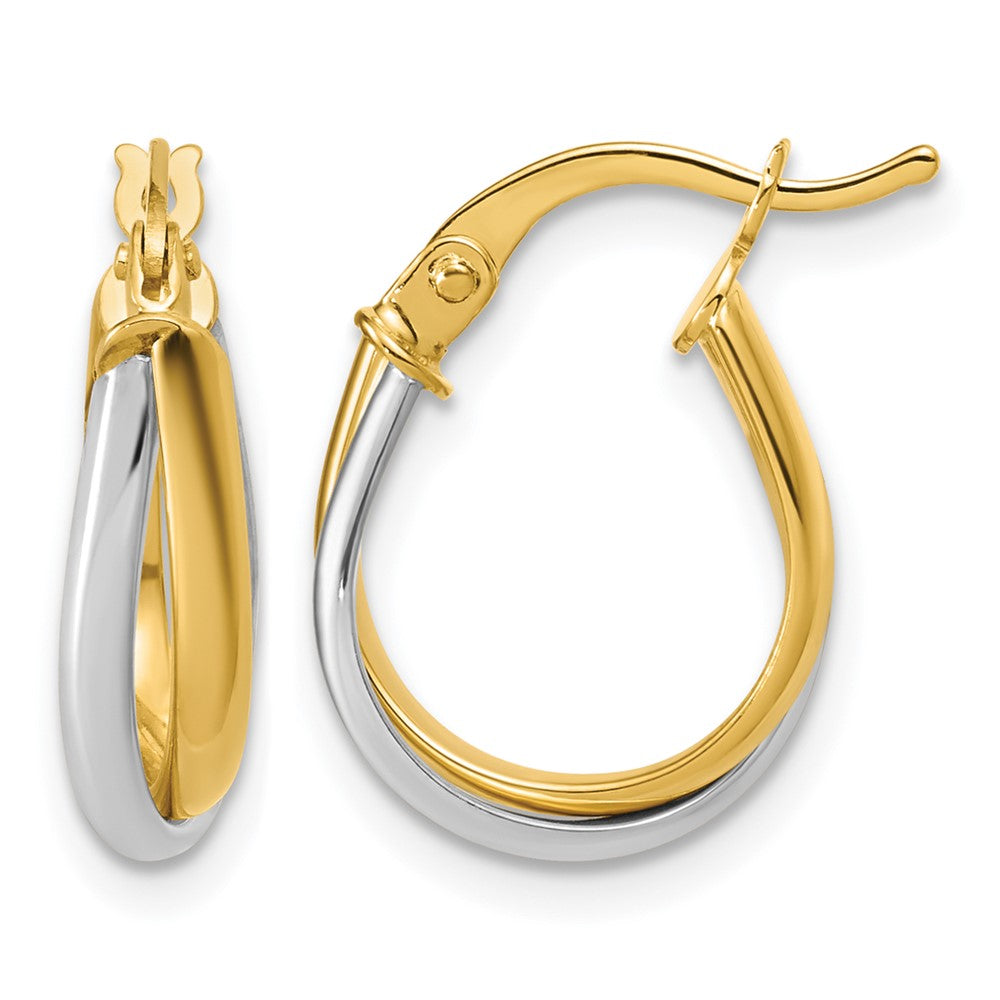 14K with Rhodium Twisted Hoop Earrings