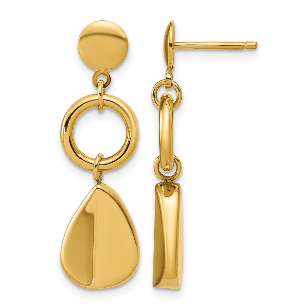 14K Polished Geometric Fancy Dangle Post Earrings