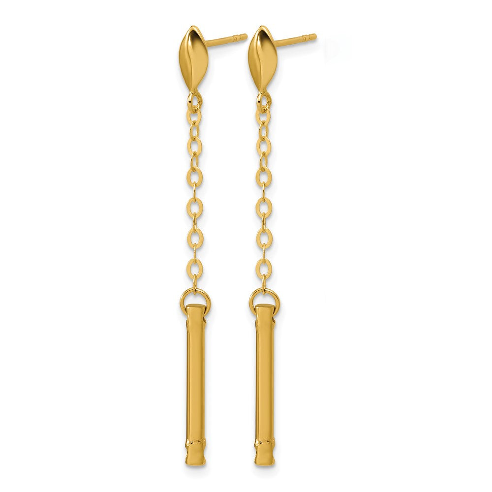 14K Polished Bar Dangle Post Earrings